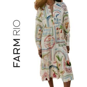 NWT Farm Rio Paris Ama Boheme Linen Blend Dress - Sézane x FARM Rio - XS